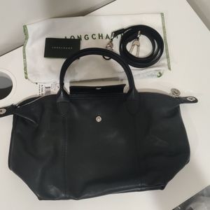 Le Pliage Cuir Leather Shoulder Bag Small